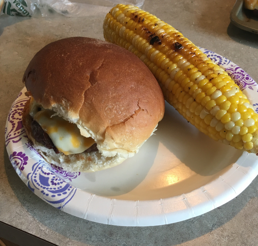 Grilled Cheeseburgers and Corn on the Cob