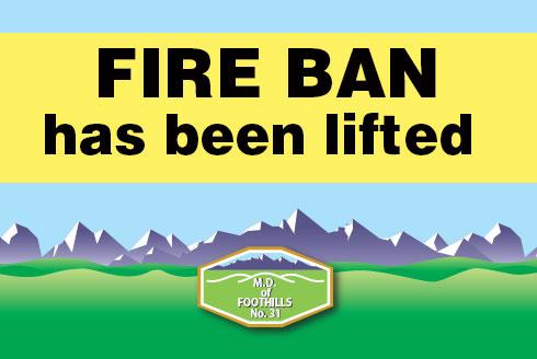 MD of Foothills: Fire Ban Lifted