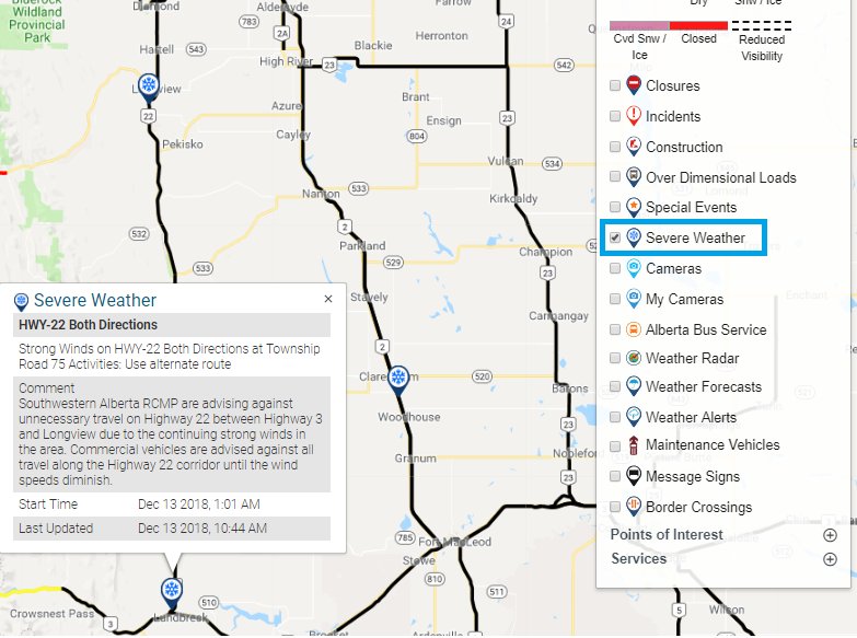 Travellers’ Advisory: Wind warning in southwest Alberta