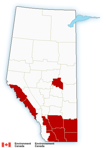 Wind Warning in Southwest Alberta and Snowfall Warning in the Mountain Parks